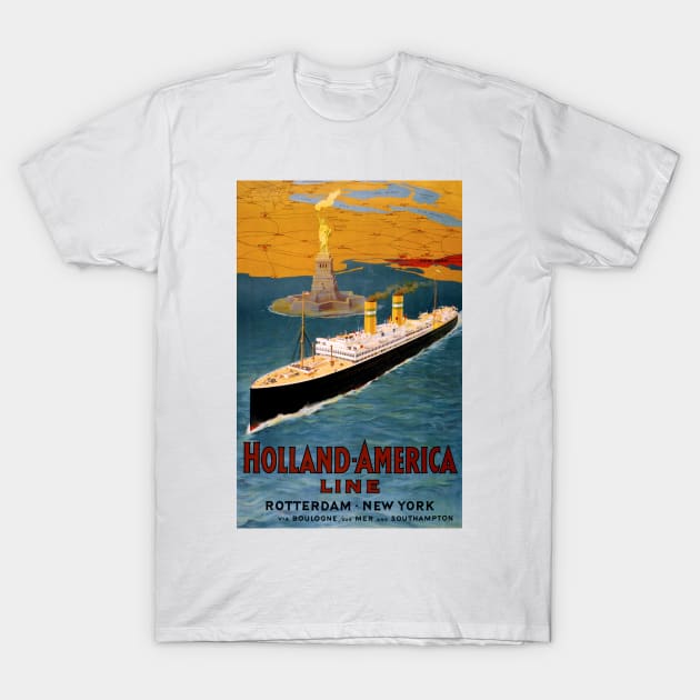 Vintage Travel Poster USA Holland America Line T-Shirt by vintagetreasure